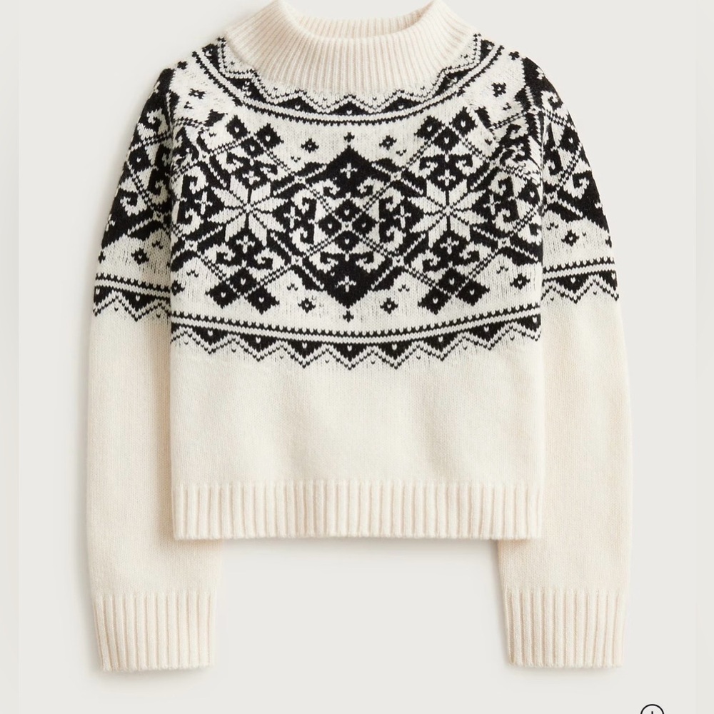 NWT! J Crew Women's Fair Isle Snowflake Mock Neck Sweater
